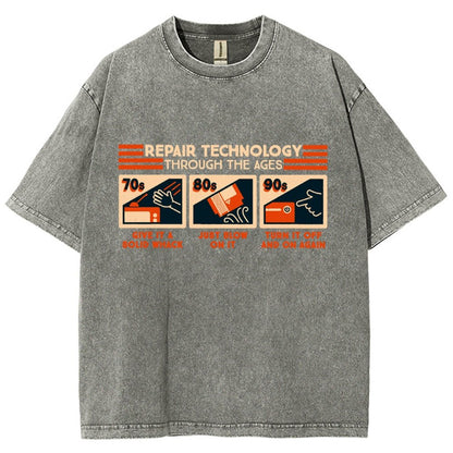 Repair Technology Through the Ages Vintage Distressed T-shirt