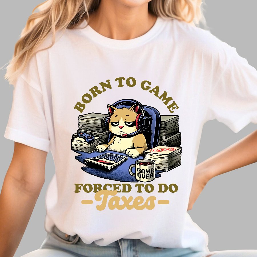 Cat Gamer Taxes Geek T-Shirt