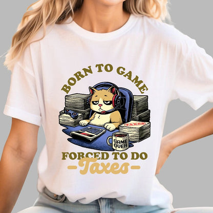 Cat Gamer Taxes Geek T-Shirt