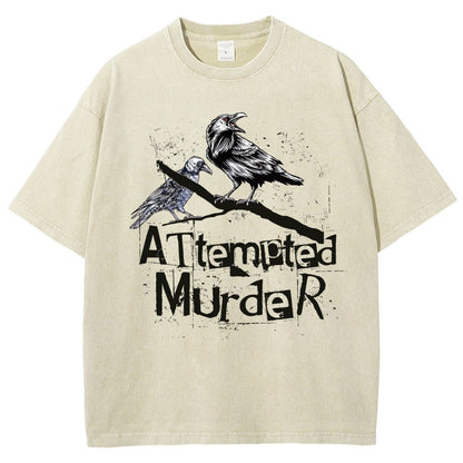 Attempted Murder Crows Vintage Distressed T-shirt