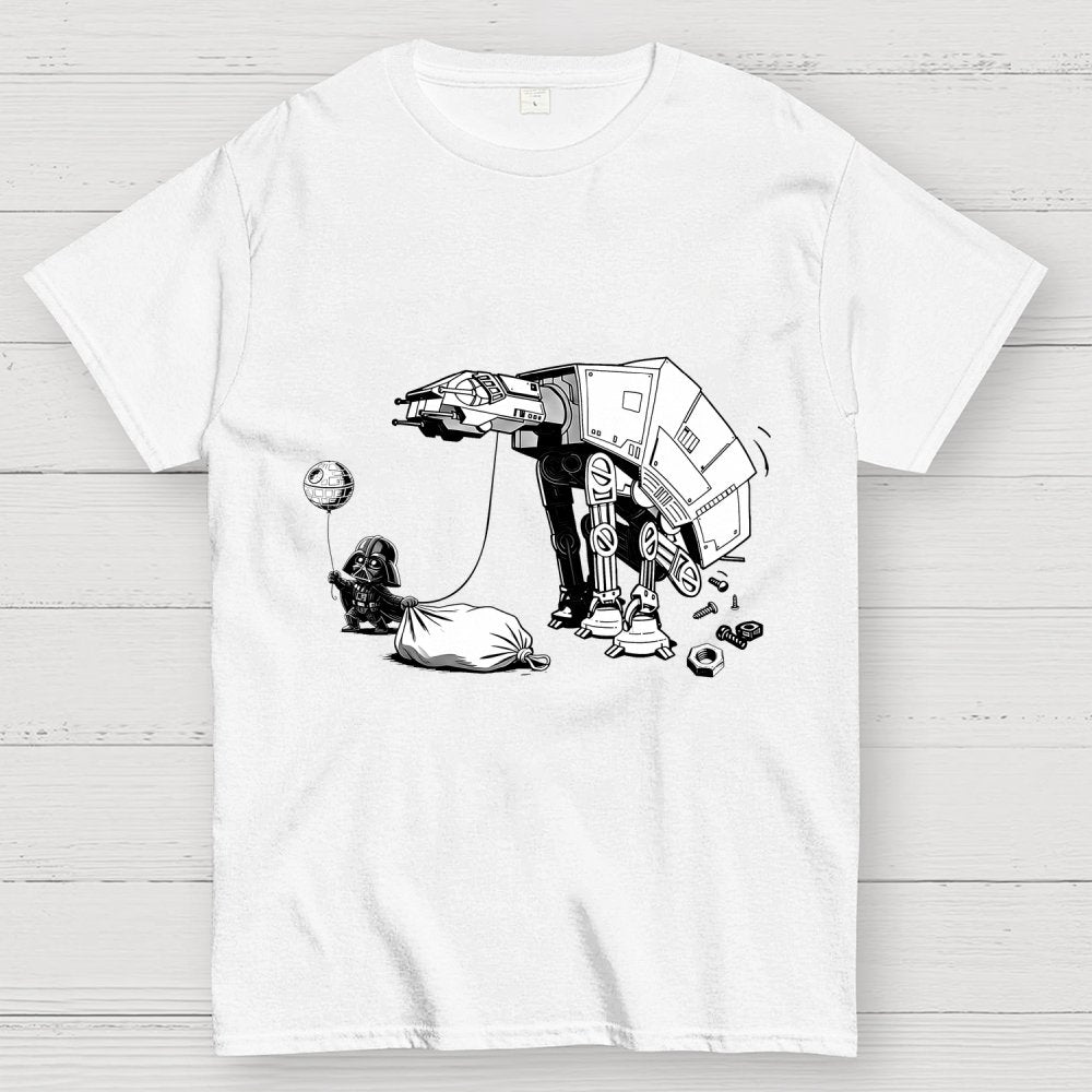 Picking Up Feces With A Huge Poop Bag Empire Robot Dog-Planet Battles Geek T-Shirt