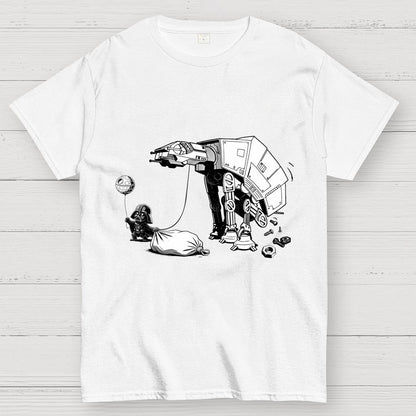 Picking Up Feces With A Huge Poop Bag Empire Robot Dog-Planet Battles Geek T-Shirt