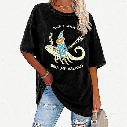 Reject-society become-wizard Vintage Distressed T-shirt