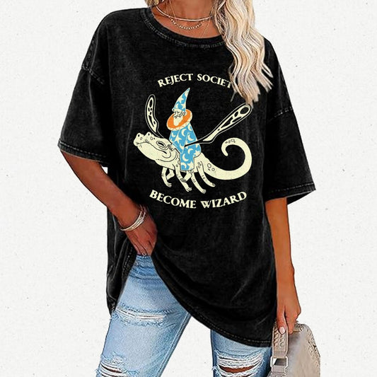 Reject-society become-wizard Vintage Distressed T-shirt