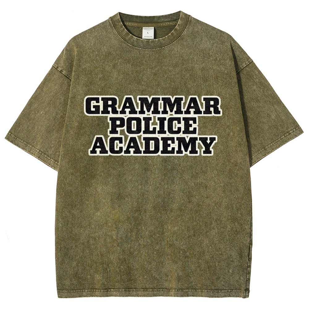 Grammar Police Academy Vintage Distressed T-shirt