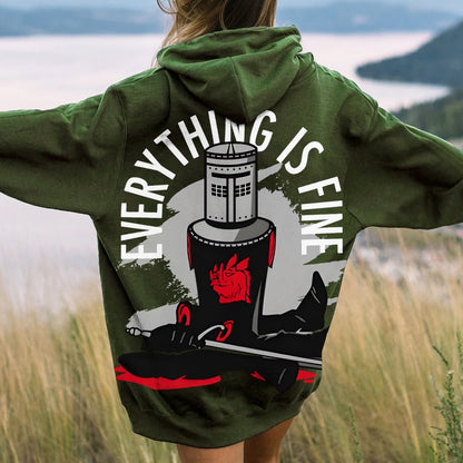 Everything Is Fine Printed Back Cotton Hoodie
