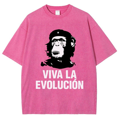 Marxist Evolution Funny Chimpanzee Monkey Rebellious Figure Parody Slogan Vintage Distressed T-shirt