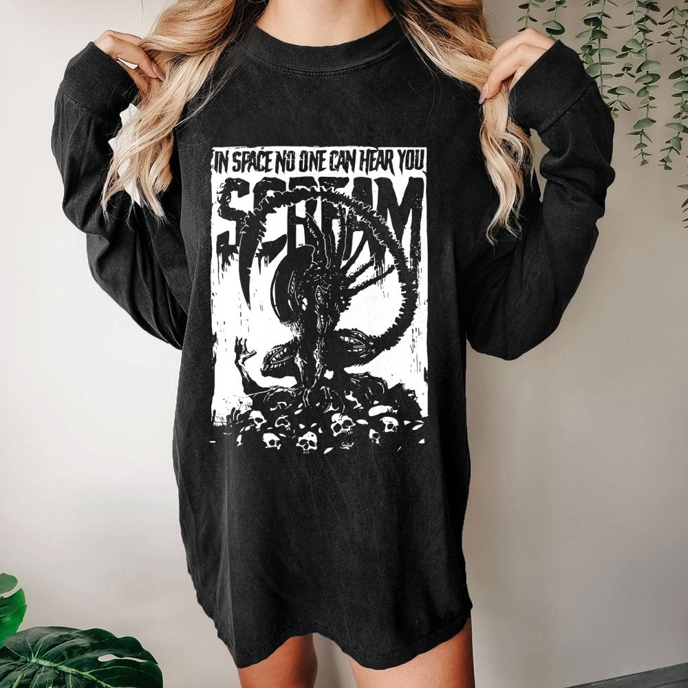 In Space No One Can Hear You Washed Long Sleeve Tee
