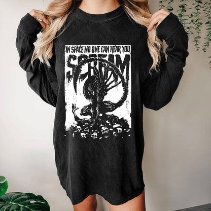In Space No One Can Hear You Washed Long Sleeve Tee