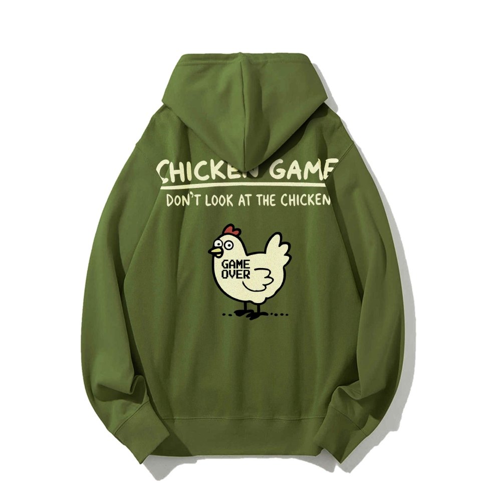 Chicken Game Geeky Printed Back Cotton Hoodie