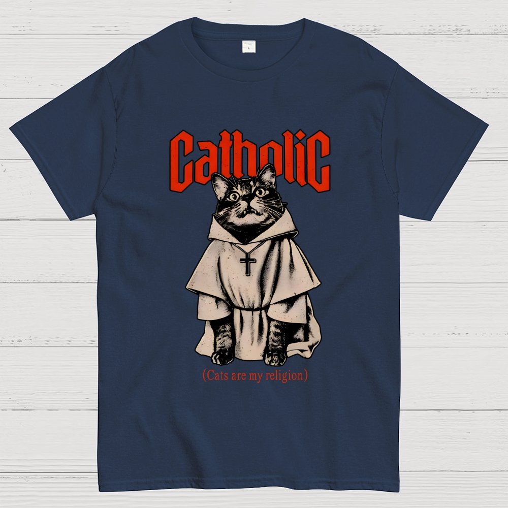 Catholic (Cats Are My Religion) Geek T-Shirt