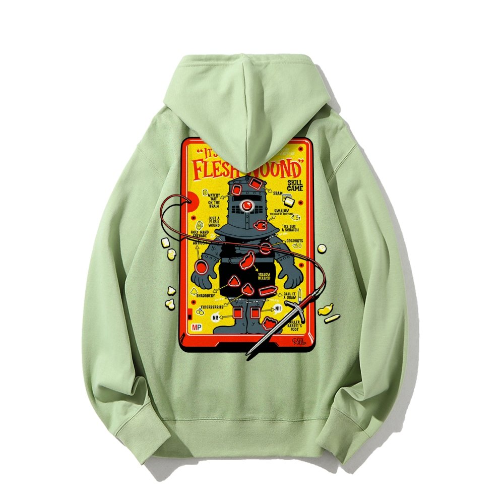 Flesh Wound Skill Game Nerdy Printed Back Cotton Hoodie