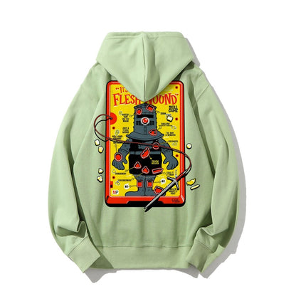 Flesh Wound Skill Game Nerdy Printed Back Cotton Hoodie