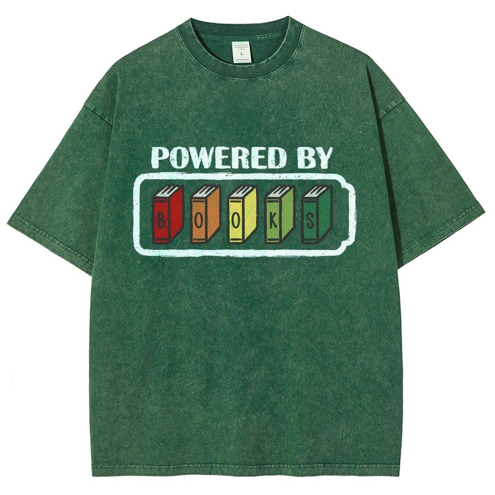 Powered by Books Vintage Distressed T-shirt