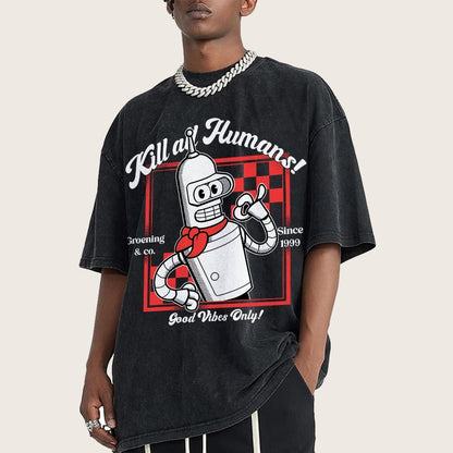 Kill All Humans Vintage Distressed T-shirt
