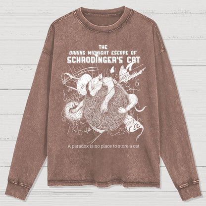The Daring Midnight Escape of Schrödinger's Cat Washed Long Sleeve Tee