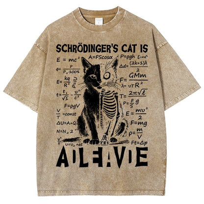 Schrödinger's Cat Dead And Alive Vintage Distressed T-shirt