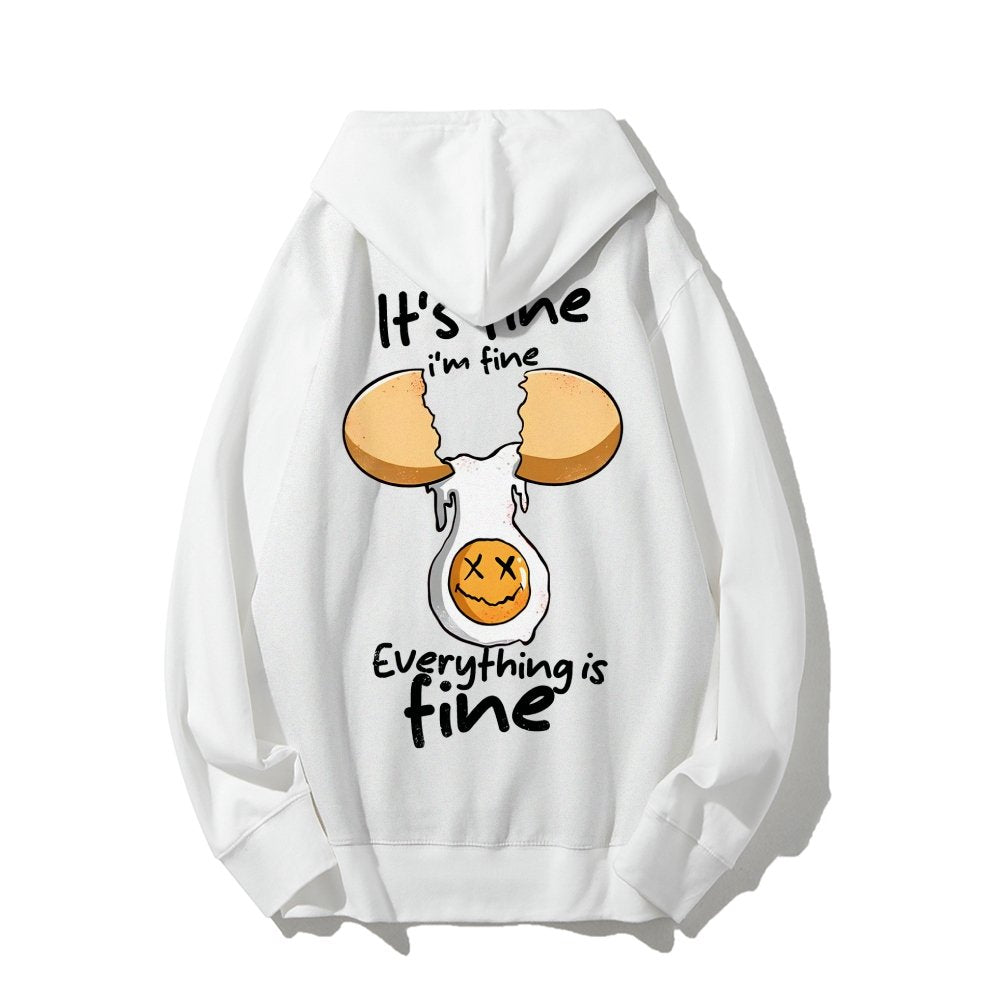 Everything is fine Printed Back Unisex Cotton Hoodie
