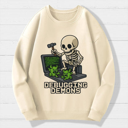 Debugging Demons Funny Programmer Geek Cotton Sweatshirt