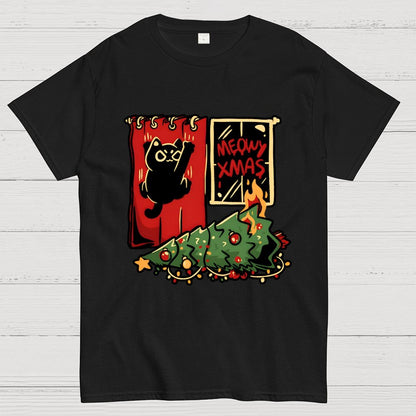 Meowy Xmas Cat Geek T-Shirt