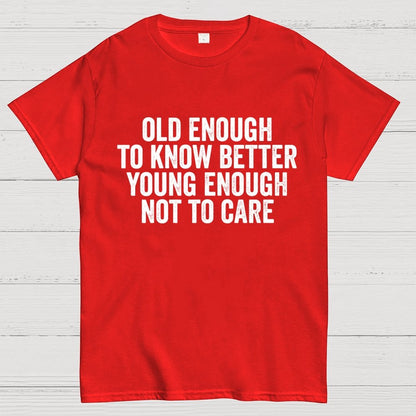 Old Enough To Know Better, Young Enough Not To Care Geek T-Shirt