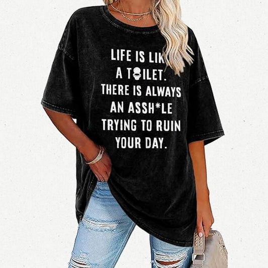Life is like a toilet Vintage Distressed T-shirt