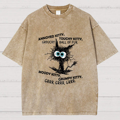 Annoyed Kitty Touchy Kitty Grouchy Ball Funny Vintage Distressed T-shirt