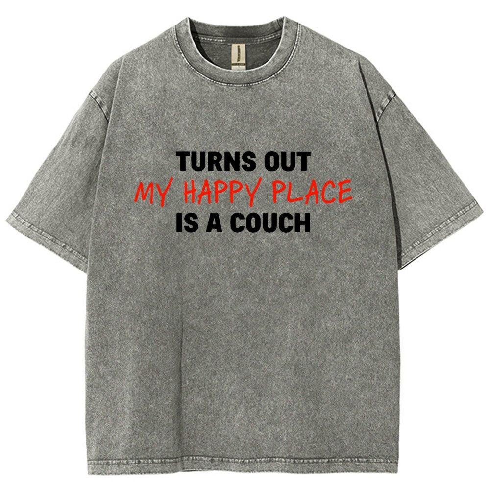 My Happy Place Is A Couch Vintage Distressed T-shirt