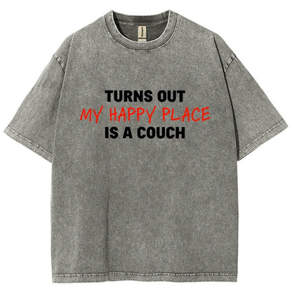 My Happy Place Is A Couch Vintage Distressed T-shirt