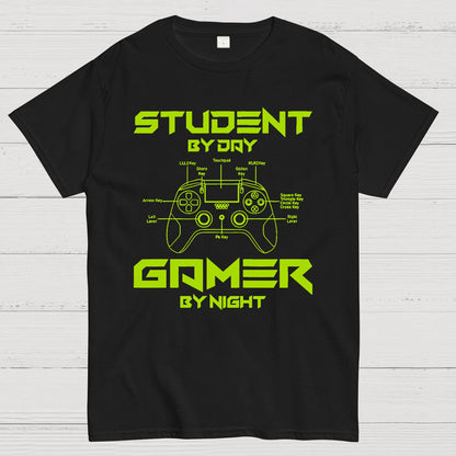 Gamer Student By Day Gamer By Night Geek T-Shirt
