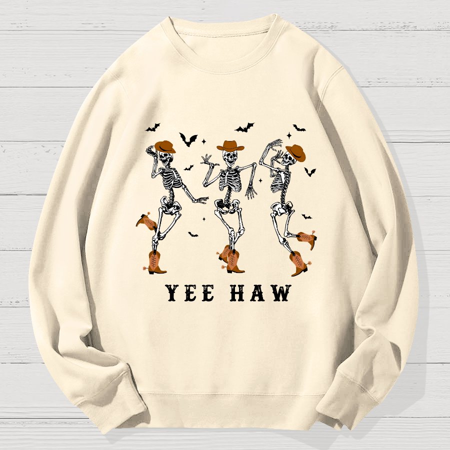 Dancing Skeleton Pumpkin Halloween Geek Cotton Sweatshirt