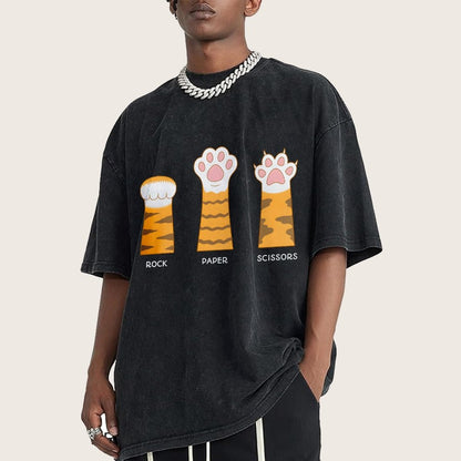 Rock Paper Scissors Purrfect Vintage Distressed T-shirt