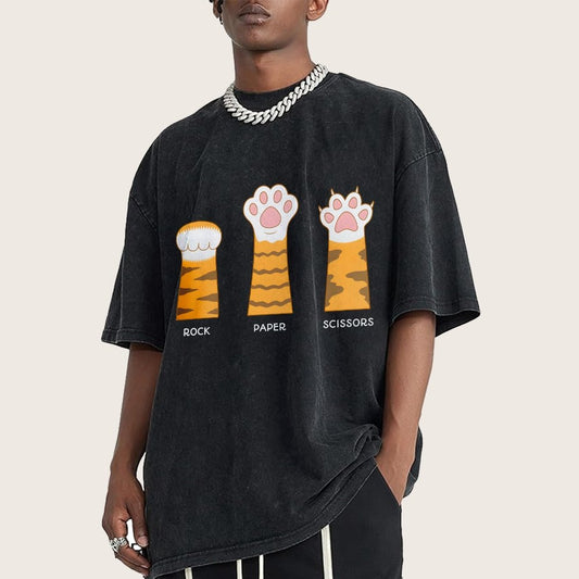 Rock Paper Scissors Purrfect Vintage Distressed T-shirt