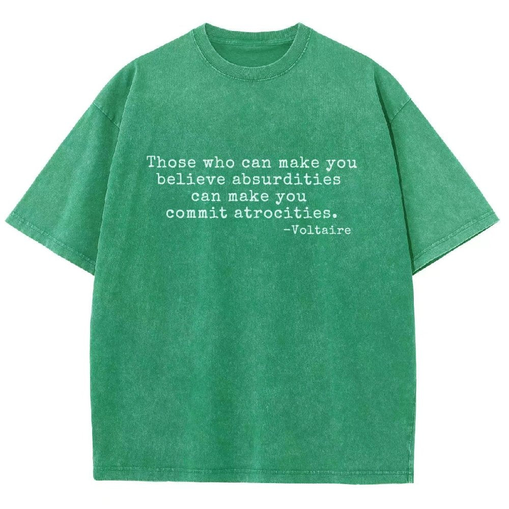 Voltaire Quote: Anti-Violence Politics Vintage Distressed T-shirt 2602000182