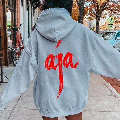Aja Printed Back Unisex Cotton Hoodie