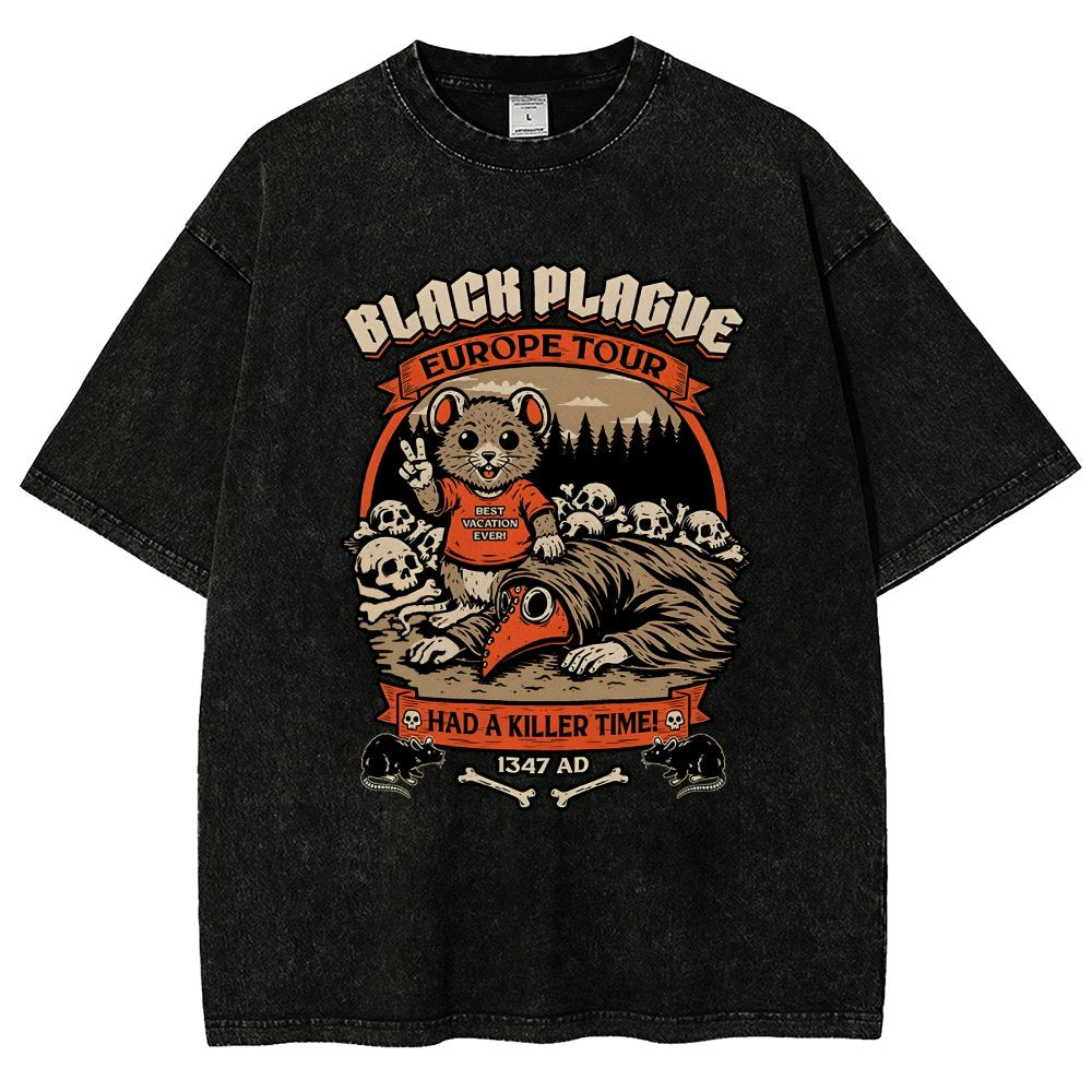 Black Plague Vacation Rat Vintage Distressed T-shirt