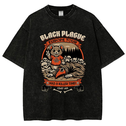 Black Plague Vacation Rat Vintage Distressed T-shirt