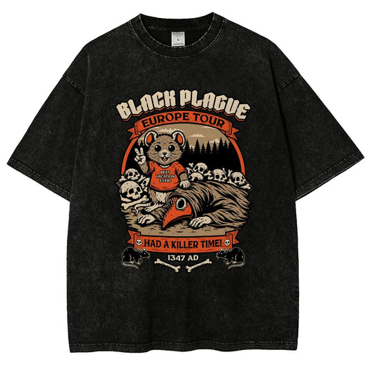 Black Plague Vacation Rat Vintage Distressed T-shirt