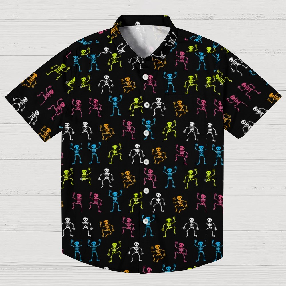 Dancing Skull Art Print Geek Hawaiian Shirt