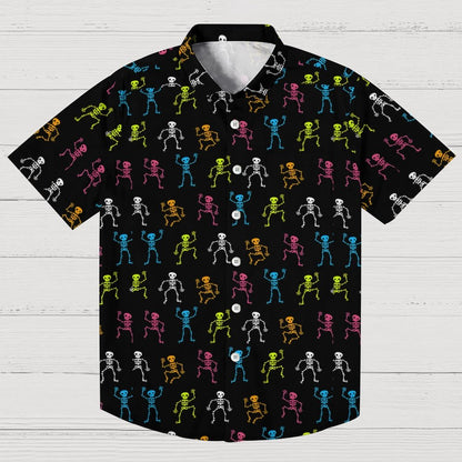 Dancing Skull Art Print Geek Hawaiian Shirt