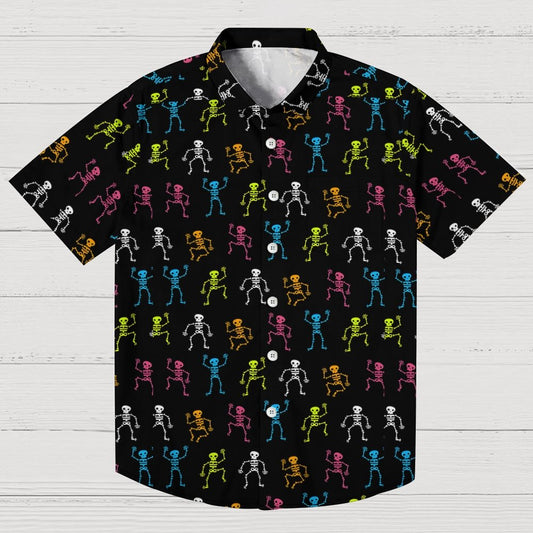 Dancing Skull Art Print Geek Hawaiian Shirt