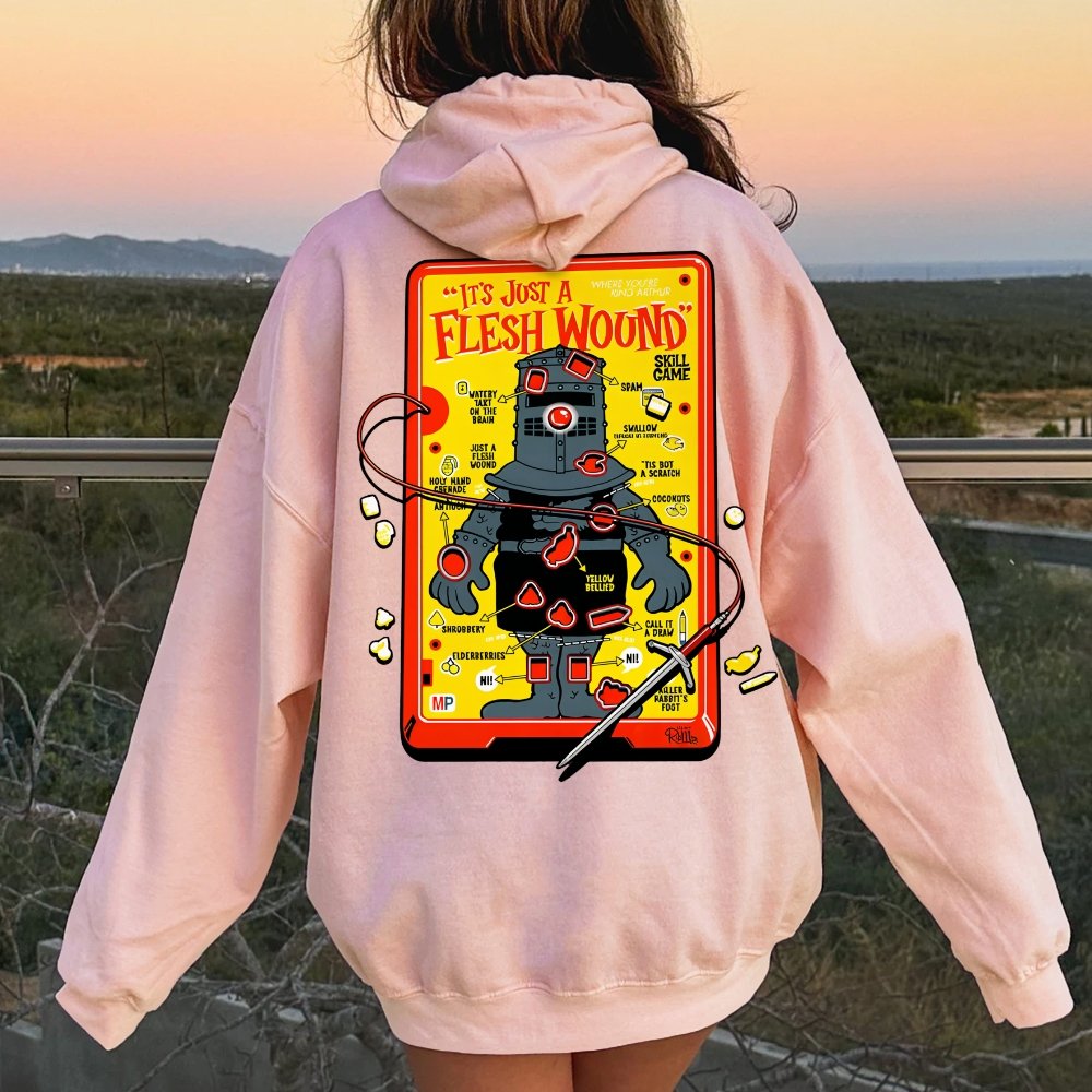 Flesh Wound Skill Game Nerdy Printed Back Cotton Hoodie