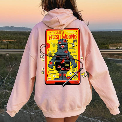 Flesh Wound Skill Game Nerdy Printed Back Cotton Hoodie