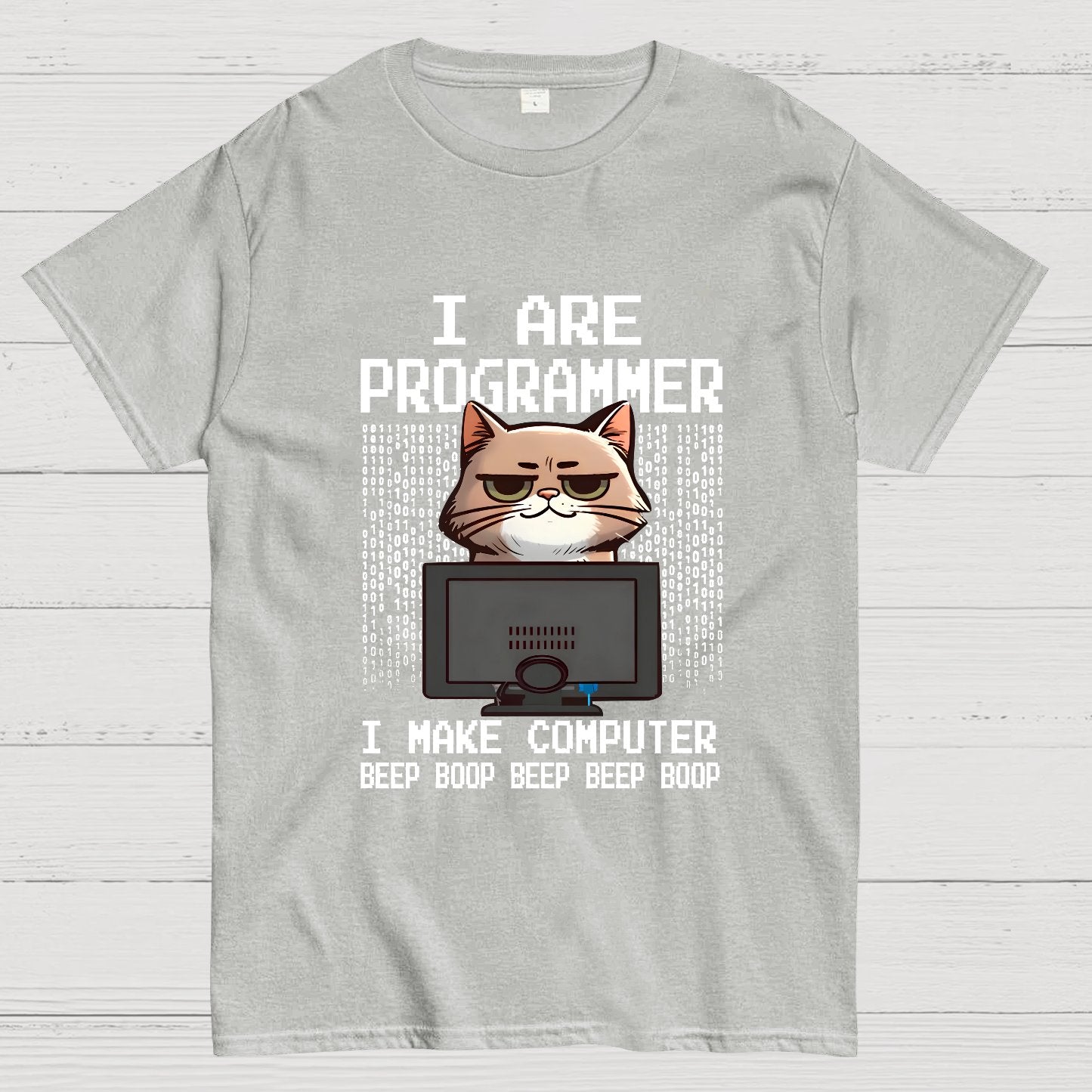 Programmer Cute Cat Coding Geeky T-Shirt