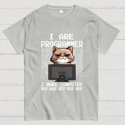 Programmer Cute Cat Coding Geeky T-Shirt