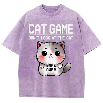 Funny Cat Game-Game Over Vintage Distressed T-shirt
