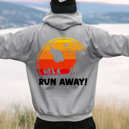 Run Away Printed Back Unisex Cotton Hoodie