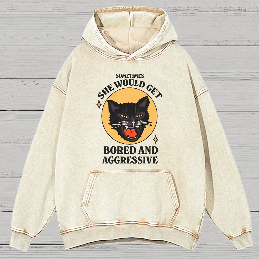 Angry Cat Funny Vintage Distressed Hoodie