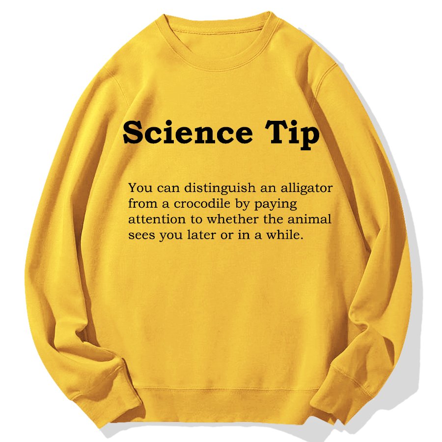 Crocodile Alligator Funny Science Tip Geek Cotton Sweatshirt