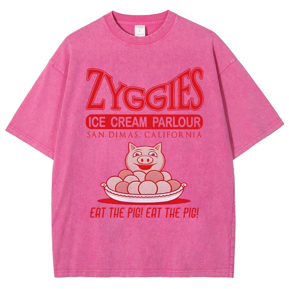 Eat the Pig at Sunny Ice Cream Parlour Ringer Vintage Distressed T-shirt